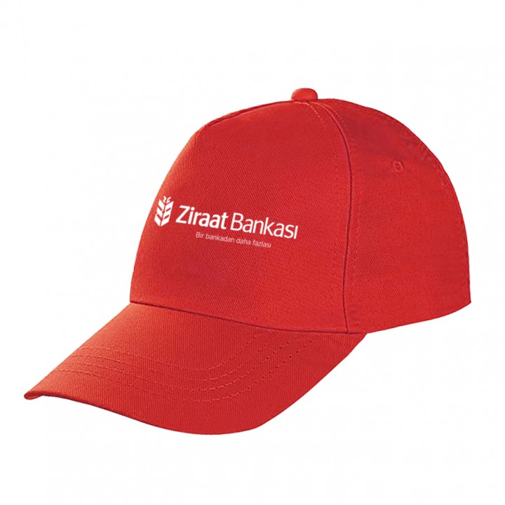 Kırmızı 5 Panel Cırt Ayarlı Logo Baskılı Kurumsal Şapka